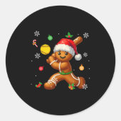 Gingerbread Playing Softball Christmas Player Kids Ronde Sticker (Voorkant)