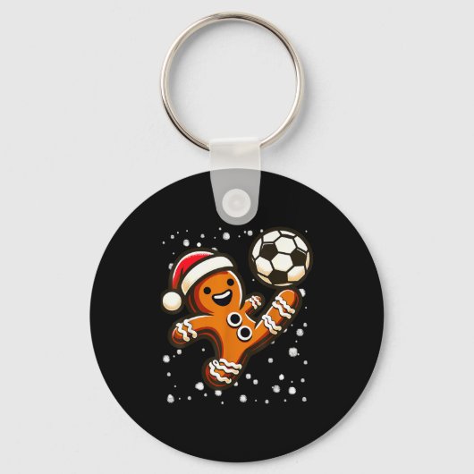 Gingerbread Plays Soccer Bicycle Kick, Cookie Chri Sleutelhanger (Voorkant)