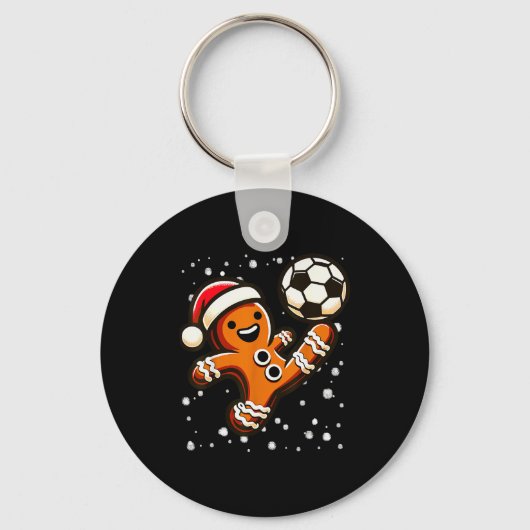 Gingerbread Plays Soccer Bicycle Kick, Cookie Chri Sleutelhanger (Voorkant)