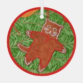 GINGERBREAD POES Glas Ronde Kerstbal Ornament (Achterkant)