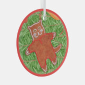 GINGERBREAD POES Glas Ronde Kerstbal Ornament (Voorkant Rechts)