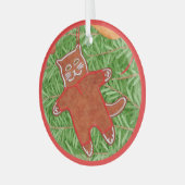 GINGERBREAD POES Glas Ronde Kerstbal Ornament (Voorkant links)