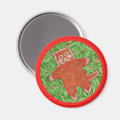 GINGERBREAD POES Ronde magneet / Rood (Voorkant / Achterkant)