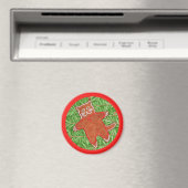 GINGERBREAD POES Ronde magneet / Rood (Insitu (Vaatwasser))