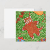 GINGERBREAD POESJE Vierkant Plat Kaartje (Voorkant / Achterkant)