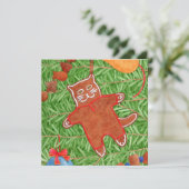 GINGERBREAD POESJE Vierkant Plat Kaartje (Staand voorkant)