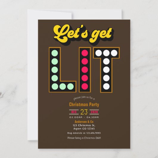 Gingerbread Pop Lets Get Lit Retro Christmas Party Kaart (Voorkant)