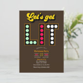 Gingerbread Pop Lets Get Lit Retro Christmas Party Kaart (Staand voorkant)