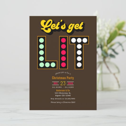 Gingerbread Pop Lets Get Lit Retro Christmas Party Kaart (Staand voorkant)