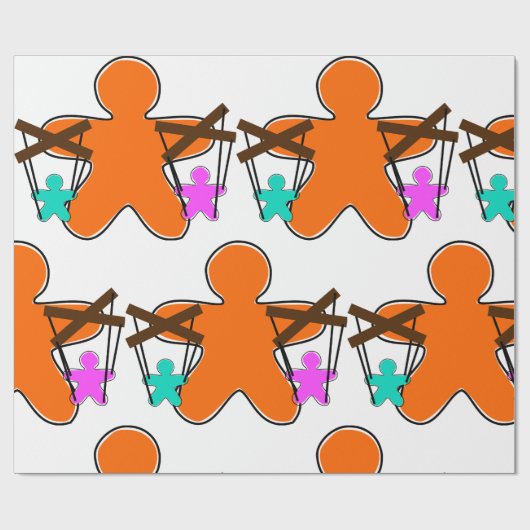 Gingerbread Puppet Master Controlling Characters Cadeaupapier (Vlak)