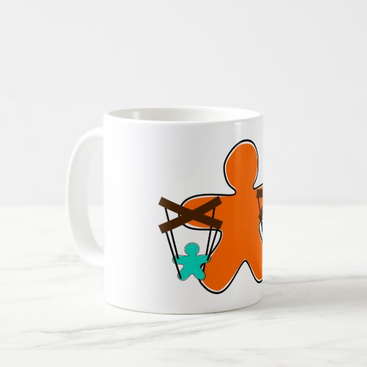 Gingerbread Puppet Master Controlling Characters Koffiemok (Voorkant links)
