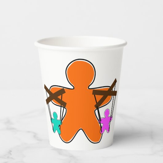 Gingerbread Puppet Master Controlling Characters Papieren Bekers (Voorkant)