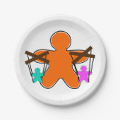 Gingerbread Puppet Master Controlling Characters Papieren Bordje (Voorkant)