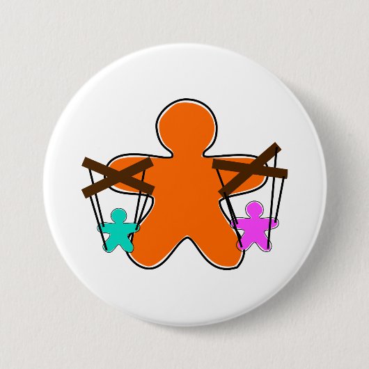 Gingerbread Puppet Master Controlling Characters Ronde Button 7,6 Cm (Voorkant)