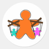 Gingerbread Puppet Master Controlling Characters Ronde Sticker (Voorkant)