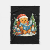 Gingerbread Reading Book Lovers Christmas Bookworm Fleece Deken (Voorkant)