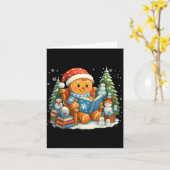 Gingerbread Reading Book Lovers Christmas Bookworm Kaart (Gele Bloem)