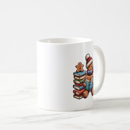 Gingerbread Reading Book Lovers Christmas Bookworm Koffiemok (Voorkant rechts)