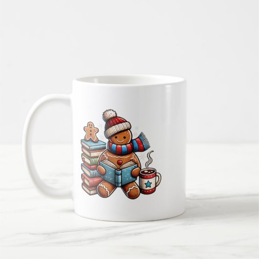 Gingerbread Reading Book Lovers Christmas Bookworm Koffiemok (Links)