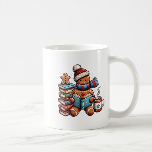 Gingerbread Reading Book Lovers Christmas Bookworm Koffiemok (Rechts)