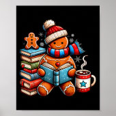 Gingerbread Reading Book Lovers Christmas Bookworm Poster (Voorkant)