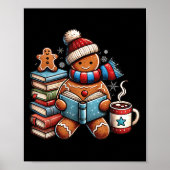Gingerbread Reading Book Lovers Christmas Bookworm Poster (Voorkant)