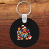 Gingerbread Reading Book Lovers Christmas Bookworm Sleutelhanger (Voorkant)