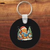 Gingerbread Reading Book Lovers Christmas Bookworm Sleutelhanger (Voorkant)