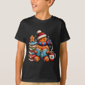 Gingerbread Reading Book Lovers Christmas Bookworm T-shirt (Voorkant)