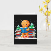 Gingerbread Reading Books Librarians Merry Christm Kaart (Gele Bloem)