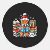 Gingerbread Reading Teacher Bookish Library Kids U Ronde Sticker (Voorkant)