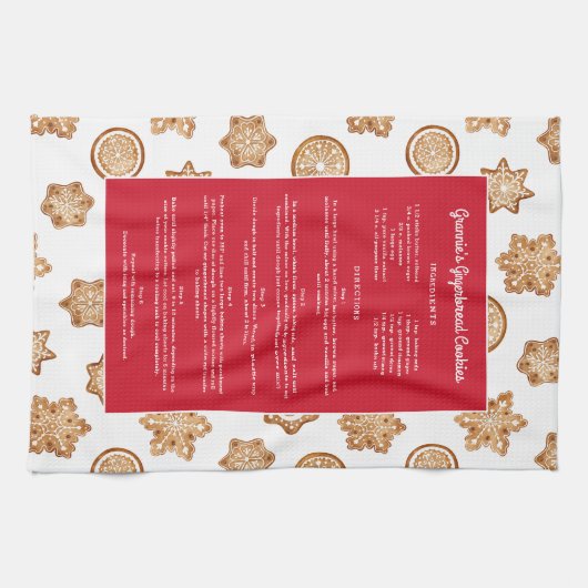 Gingerbread Recept Sweet Christmas Keepsake Gift Theedoek (Horizontaal)