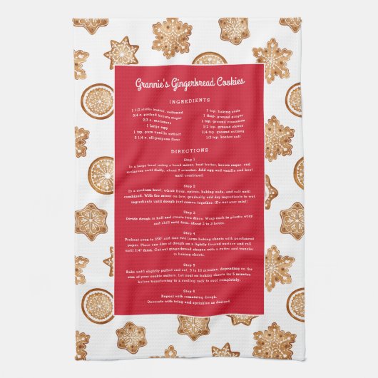 Gingerbread Recept Sweet Christmas Keepsake Gift Theedoek (Verticaal)