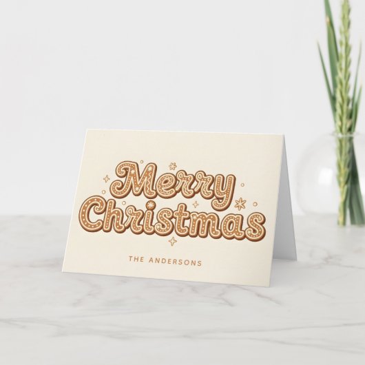 Gingerbread Retro Script Merry Christmas Feestdagen Kaart (Voorkant)
