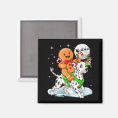 Gingerbread Ridding Dalmatian Reindeer Christmas B Magneet (Voorkant / Achterkant)