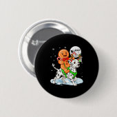 Gingerbread Ridding Dalmatian Reindeer Christmas B Ronde Button 5,7 Cm (Voorkant /achterkant)
