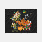 Gingerbread Riding B Fish Christmas Fishing Xmas P Fleece Deken (Voorkant (Horizontaal))