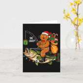 Gingerbread Riding B Fish Christmas Fishing Xmas P Kaart (Gele Bloem)