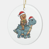 Gingerbread rijden op een dinosaurus Kerstman Keramisch Ornament (Links)