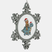 Gingerbread rijden op een dinosaurus Kerstman Tin Sneeuwvlok Ornament (Links)
