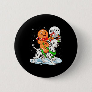 Gingerbread rijdende Dalmatische rendier Kerstmis Ronde Button 5,7 Cm
