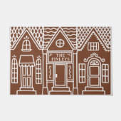 Gingerbread Row huizen aangepaste vakantie ontwerp Deurmat (Voorkant)