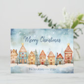 Gingerbread Row Huizen Kerst Kaart (Staand voorkant)