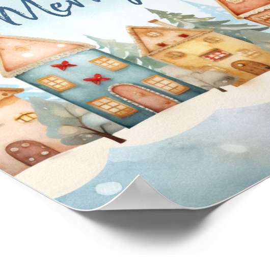 Gingerbread Row Huizen Kerst Poster (Hoek)