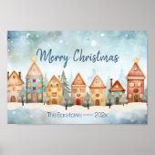 Gingerbread Row Huizen Kerst Poster (Voorkant)