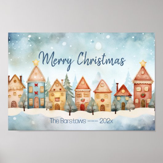 Gingerbread Row Huizen Kerst Poster (Voorkant)