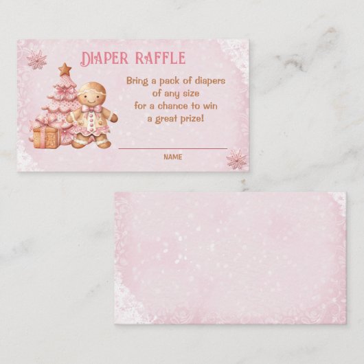 Gingerbread Roze Baby shower Luier Raffle Kaart (Voorkant / Achterkant)