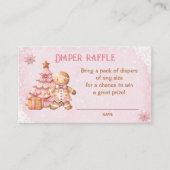 Gingerbread Roze Baby shower Luier Raffle Kaart (Voorkant)