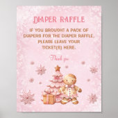 Gingerbread Roze Baby shower Luier Raffle Sign Poster (Voorkant)