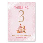 Gingerbread Roze Baby shower Tafelnummer Teken (Achterkant)